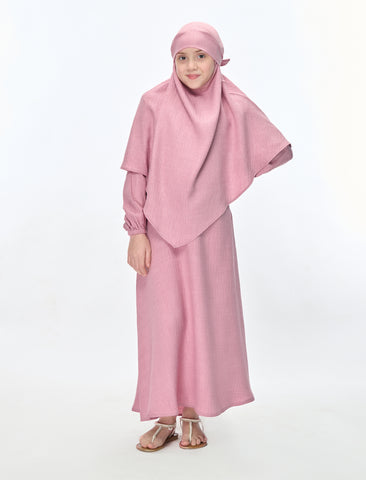 KHIMAR ABAYA SET– PINK (KIDS)