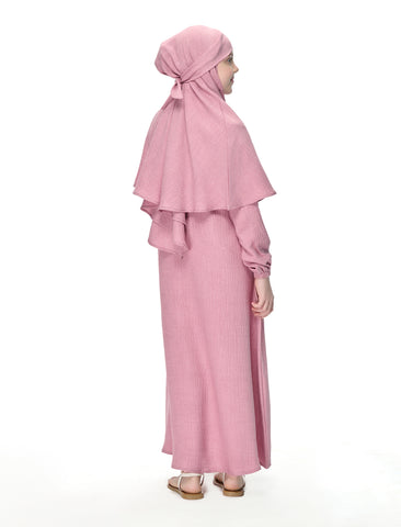 KHIMAR ABAYA SET– PINK (KIDS)