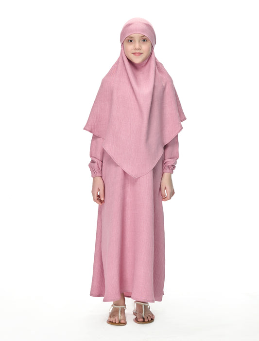 KHIMAR ABAYA SET– PINK (KIDS)