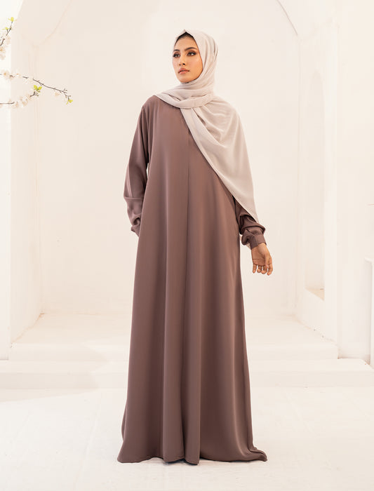 RIMAAL FRONT OPEN ABAYA - COFFEE