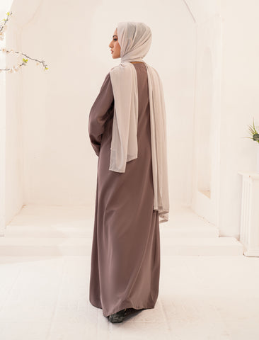RIMAAL FRONT OPEN ABAYA - COFFEE