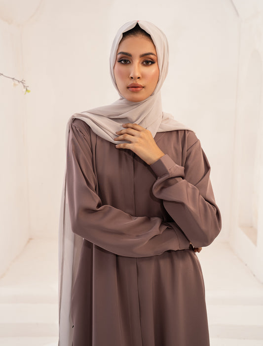 RIMAAL FRONT OPEN ABAYA - COFFEE