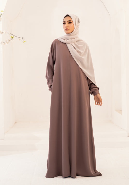 RIMAAL FRONT OPEN ABAYA - COFFEE