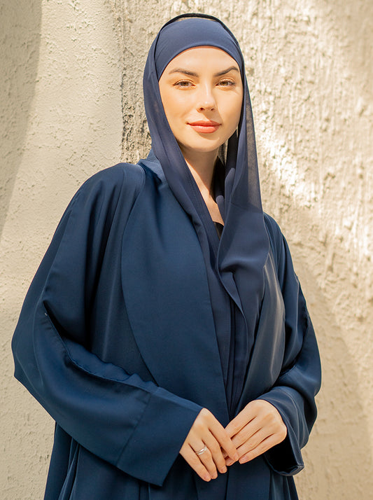 SHADEN PLEATED COAT ABAYA- NAVY