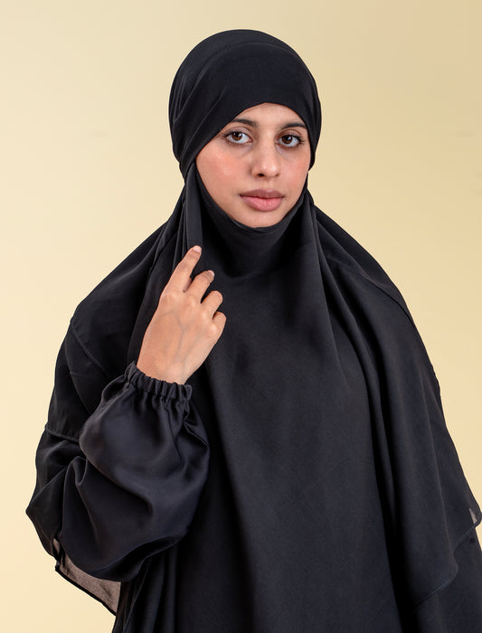 SHANAZ KHIMAR SET - BLACK