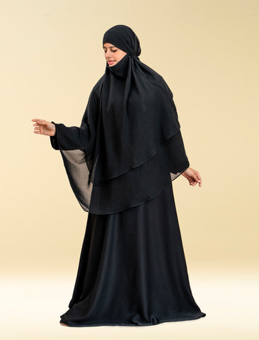 SHANAZ KHIMAR SET - BLACK