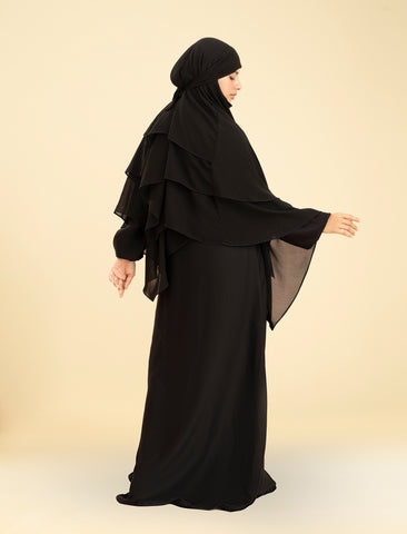 SHANAZ KHIMAR SET - BLACK