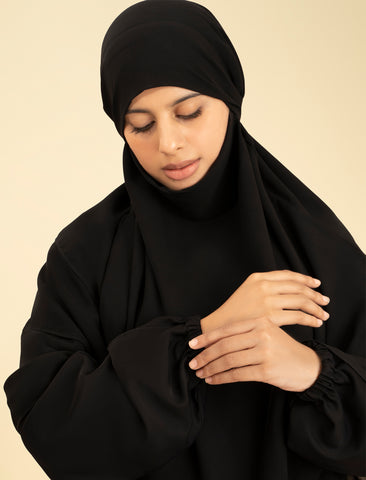 SHANAZ KHIMAR SET - BLACK