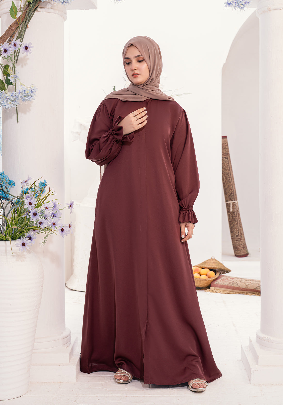 WARD FRONT OPEN ABAYA- ONION PINK