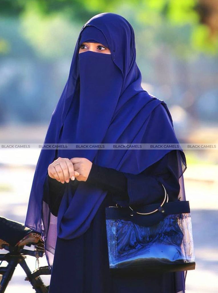 HIJAB & HALF NIQAB - NAVY BLUE