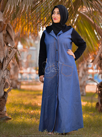 Blue Denim Hoodie Abaya