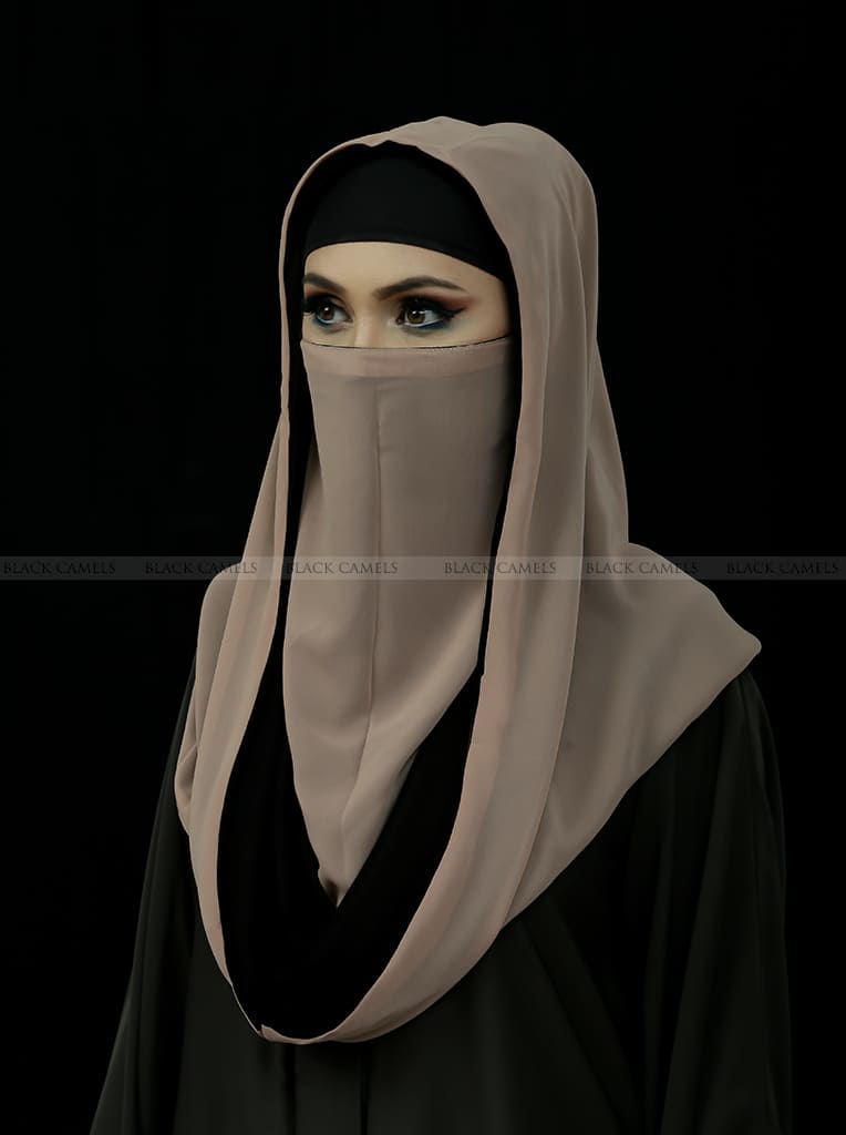 MULTI MISRI HIJAB- BLACK AND BEIGE