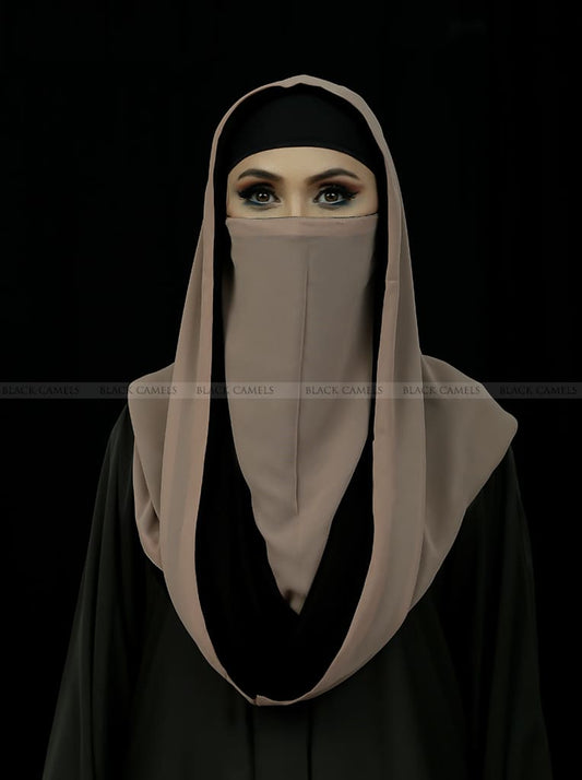 MULTI MISRI HIJAB- BLACK AND BEIGE